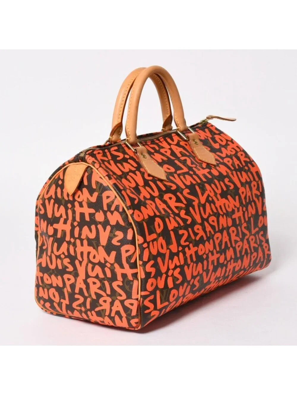 Louis Vuitton Monogram Speedy 30 Orange Handbag Graffiti Canvas